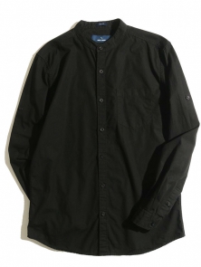 HIGHLANDER スタンドカラーコットンシャツ(ブラック)