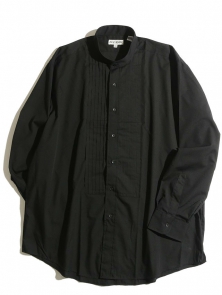 LUCASINI スタンドカラーコットンドレスシャツ(ブラック)